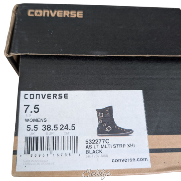 Converse 2012 Multi 5 Strap Buckle XHI Calf Hi Black Suede Sneaker Boot 7.5 RARE - Picture 7 of 14